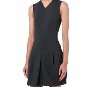 Black Ponte Knit Vince Pleated Dress